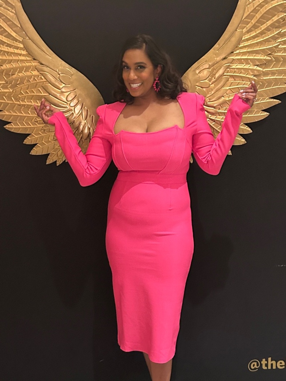 Fashion Nova Hot Pink Square-Neck Midi Dress